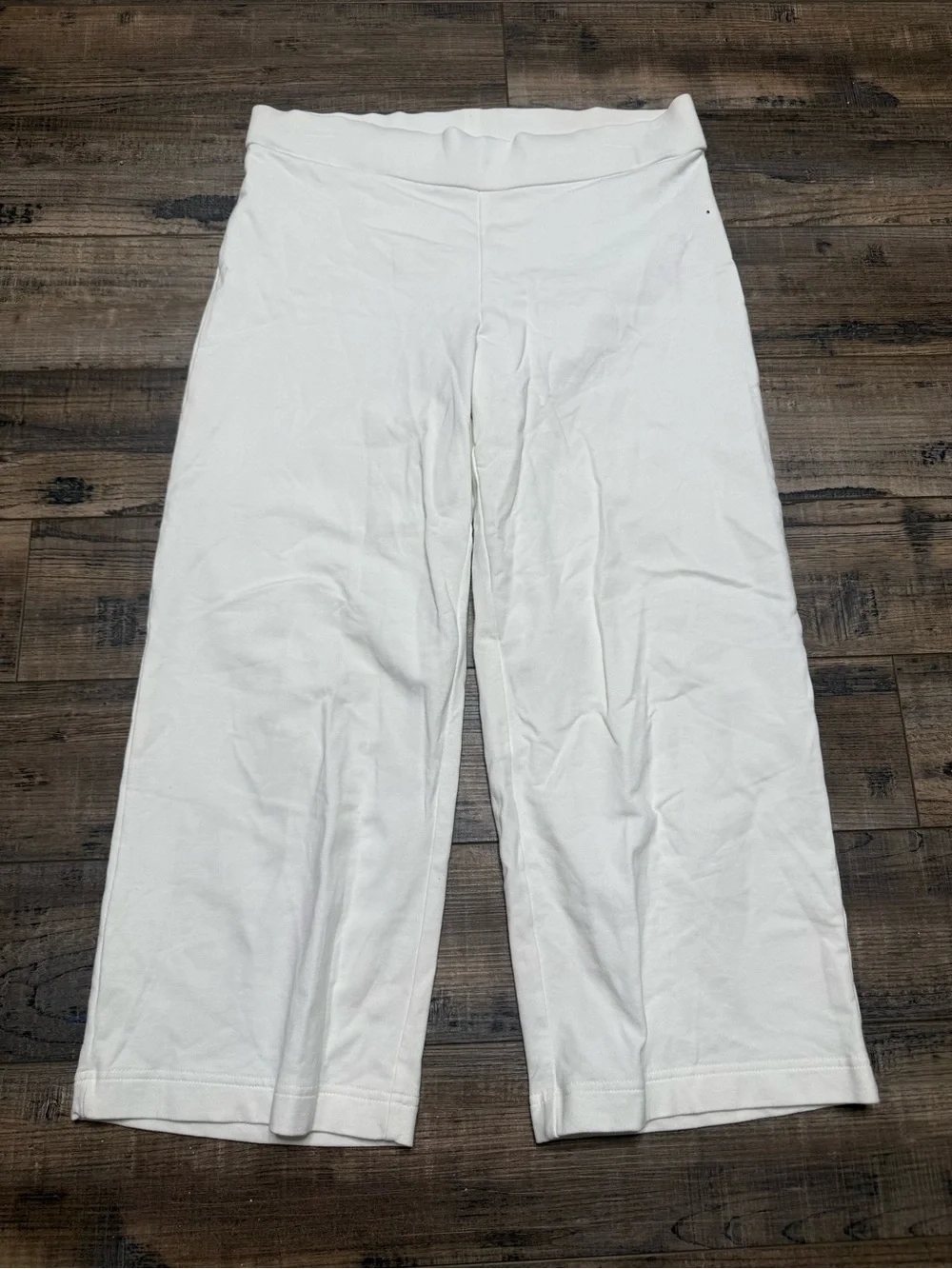 Pure Jill Women's White Wide-Leg Crop Pants Stretch Small
